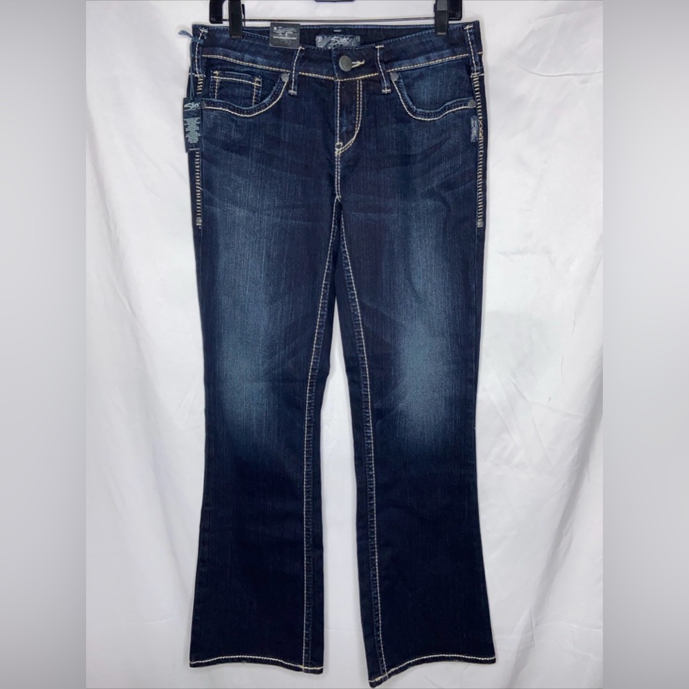 Silver Jeans Co Aiko Bootcut indigo Denim Blue stretch mid rise Sz 29x31
